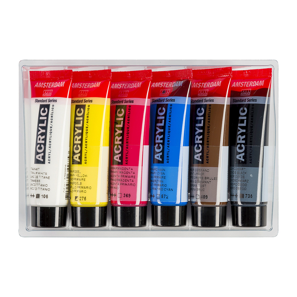Amsterdam Acrylfarbe-Standard-Primärfarben-Set 6 x 20ml-Künstlerbedarf-yanik-shop.de