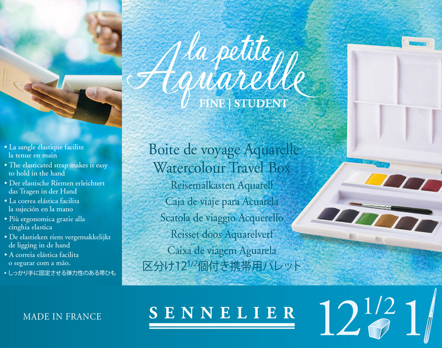 Sennelier-Aquarell-Reisemalkasten-LaPetite-12-halbe-Näpfchen-Künstlerbedarf-yanik-shop.de