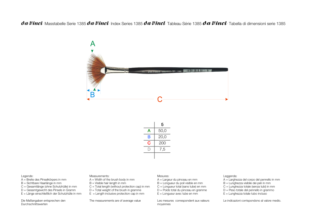 da Vinci Fächerpinsel VARIO TIP Gr. 5, Serie 1385