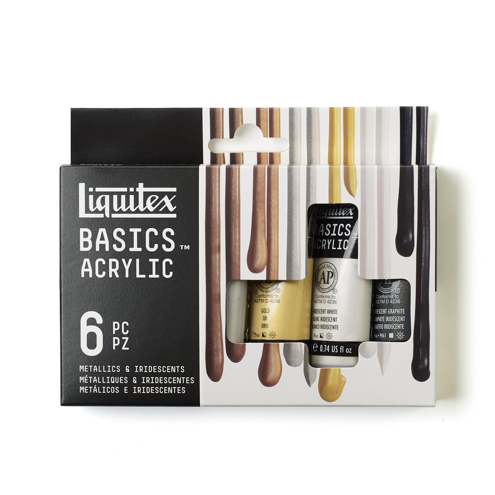 Liquitex Basics-Acrylfarben, metallic 6er Set