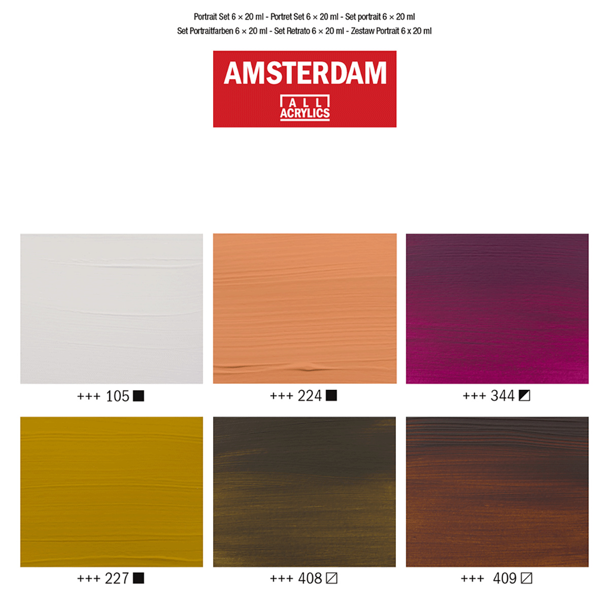 Amsterdam Serie Standard Acryl, Portraitfarben Set 6 x 20 ml