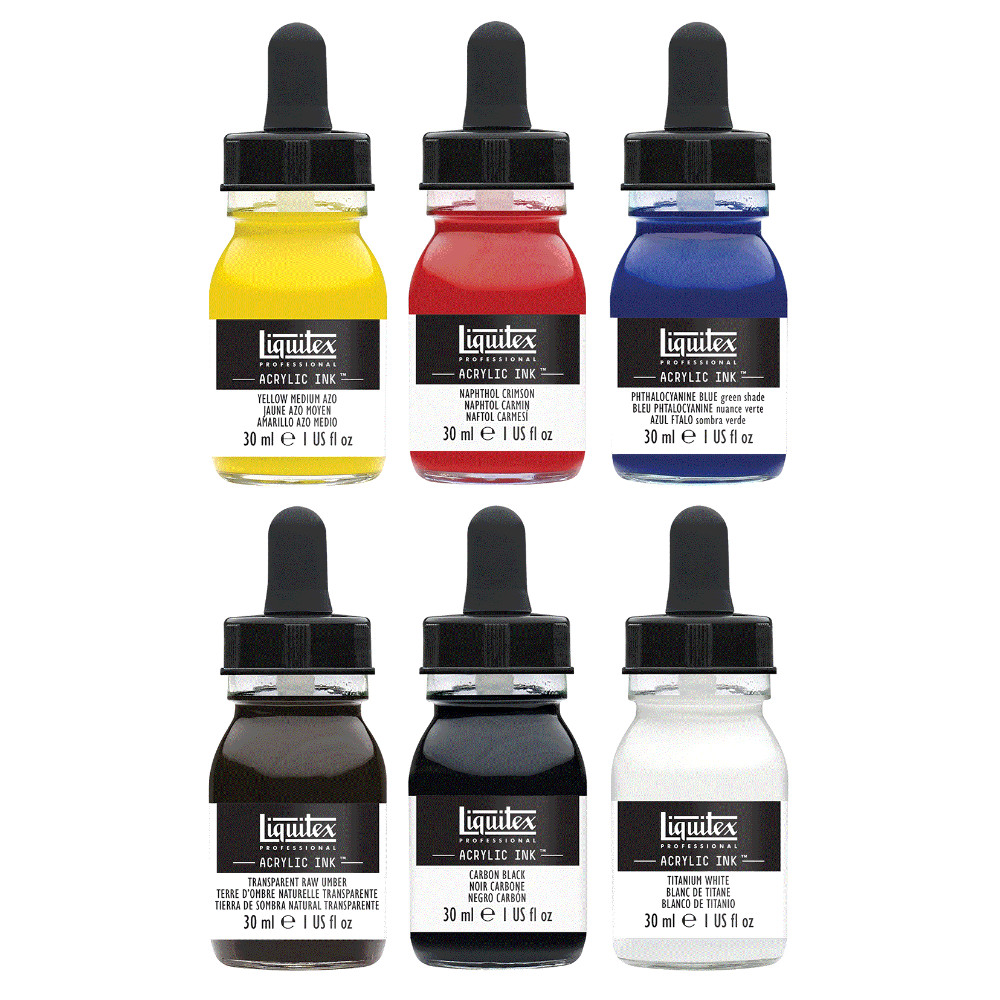 Liquitex Acrylic Ink Set Basisfarben 6 x 30 ml-yanik-shop.de