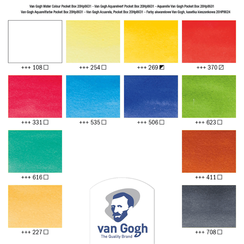 Van Gogh-Aquarellfarben-Basiskasten mit 12 halben Näpfchen-yanik-shop.de