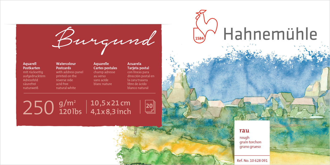 Hahnemühle Burgund Postkartenblock rau 250g
