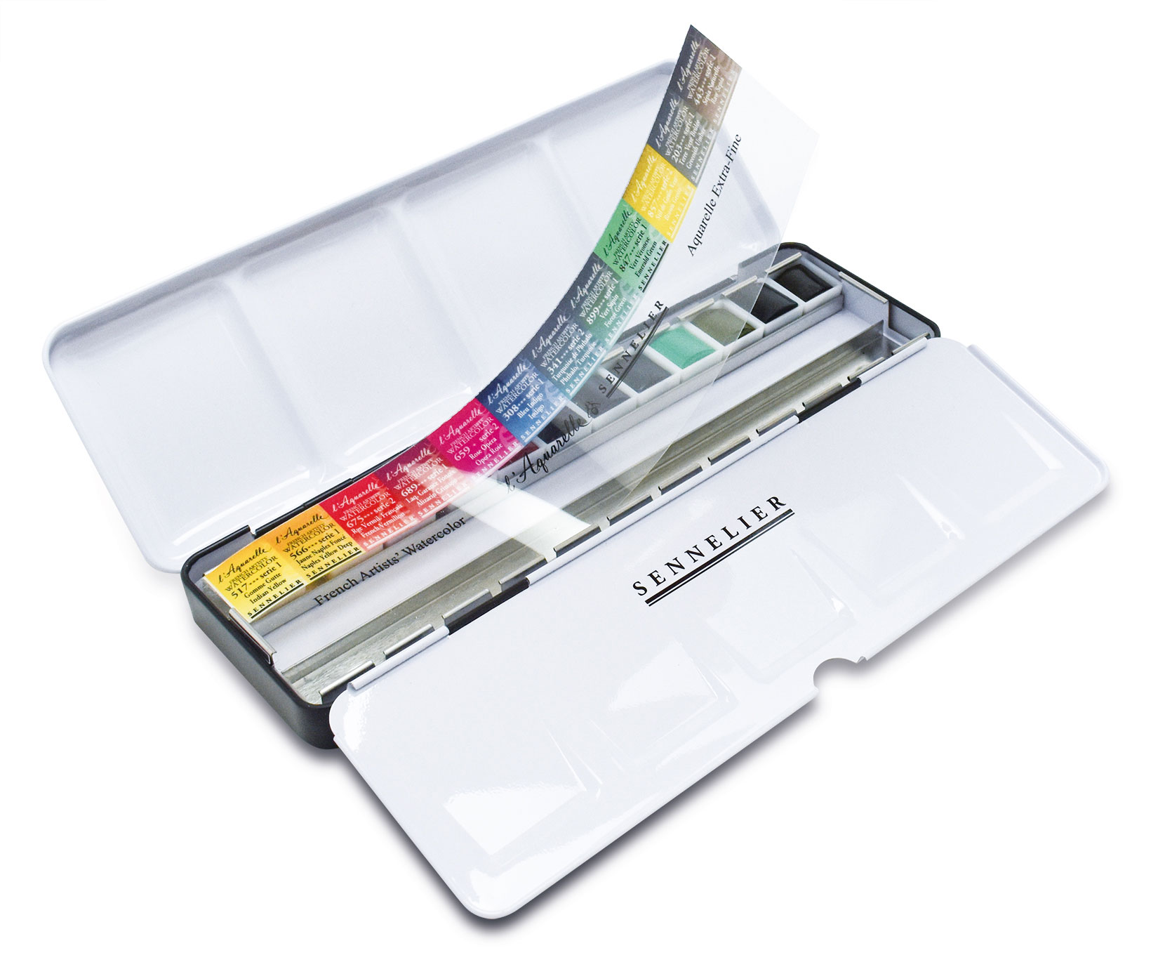 Sennelier Aquarellfarbkasten Extra-Fein 12 halbe Näpfchen
