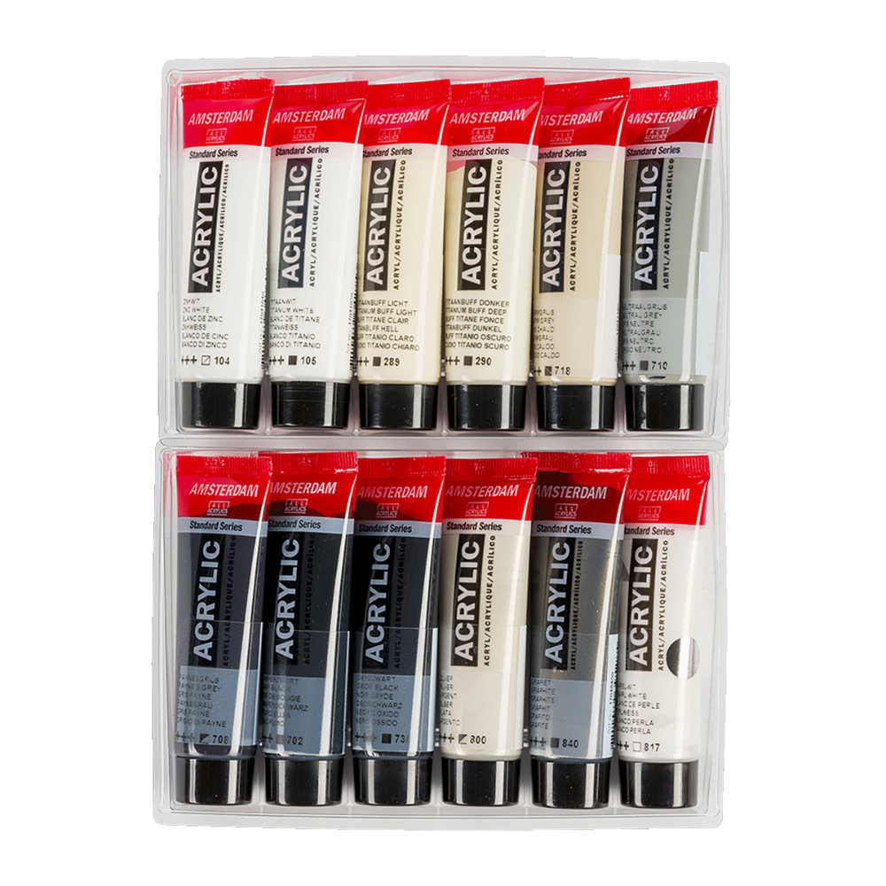 Amsterdam Acrylfarbe Standard, Grautöne Set 12 x 20 ml
