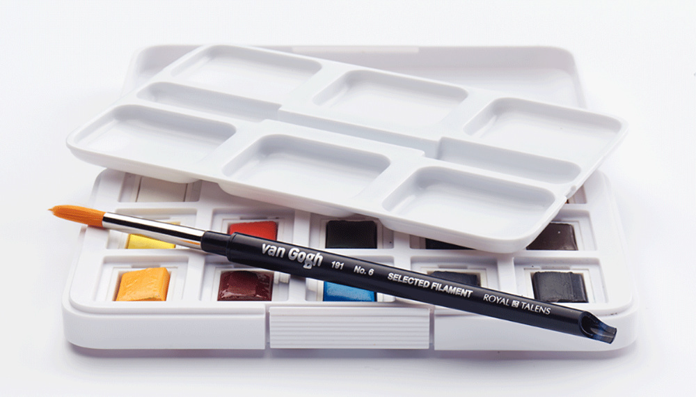 Van Gogh-Aquarellfarben-Basiskasten mit 12 halben Näpfchen-yanik-shop.de