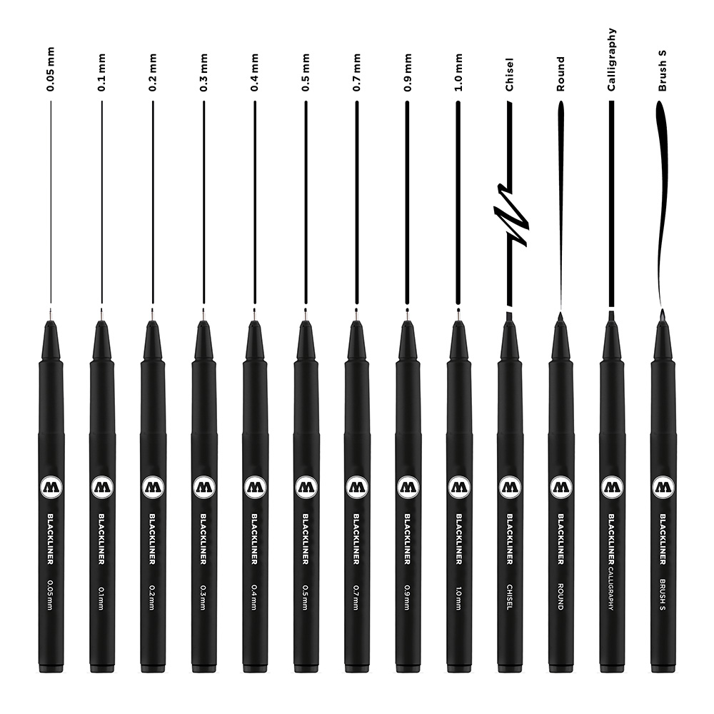 MOLOTOW Blackliner dokumentenecht 13 unterschiedliche Spitzen