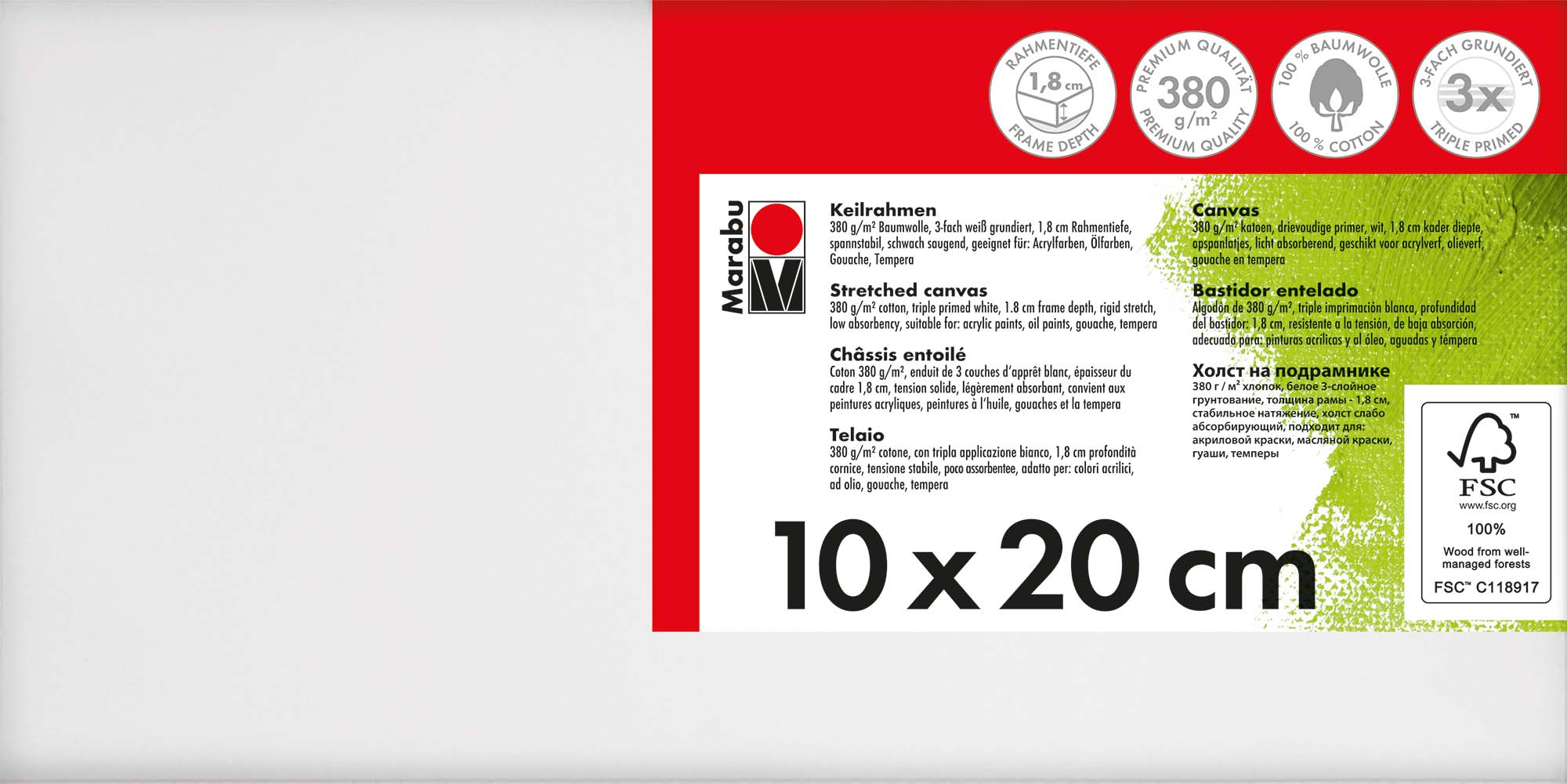 Marabu Keilrahmen mit Baumwolle bespannt, 380 g/m² 