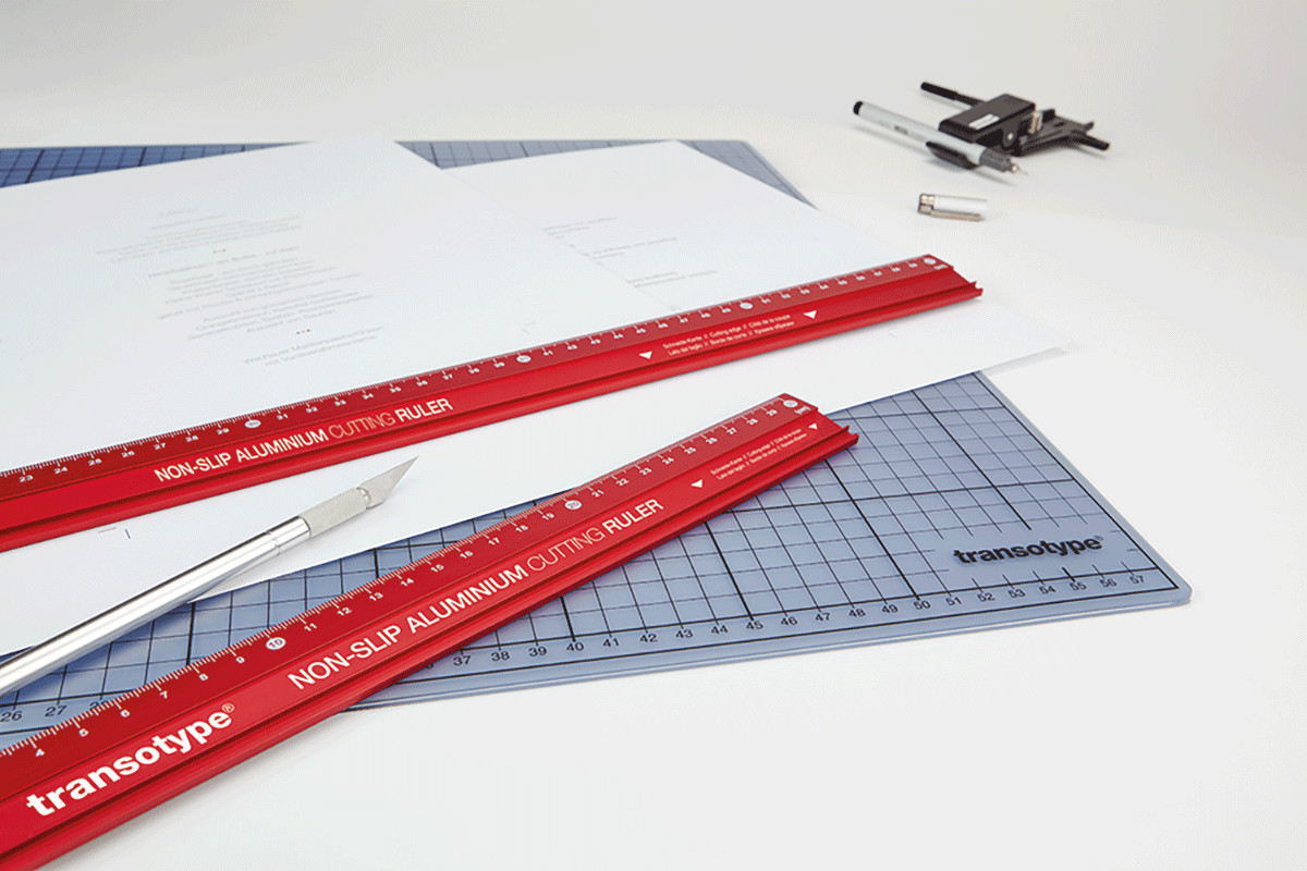 transotype Aluminium-Schneidelineal, rutschfest