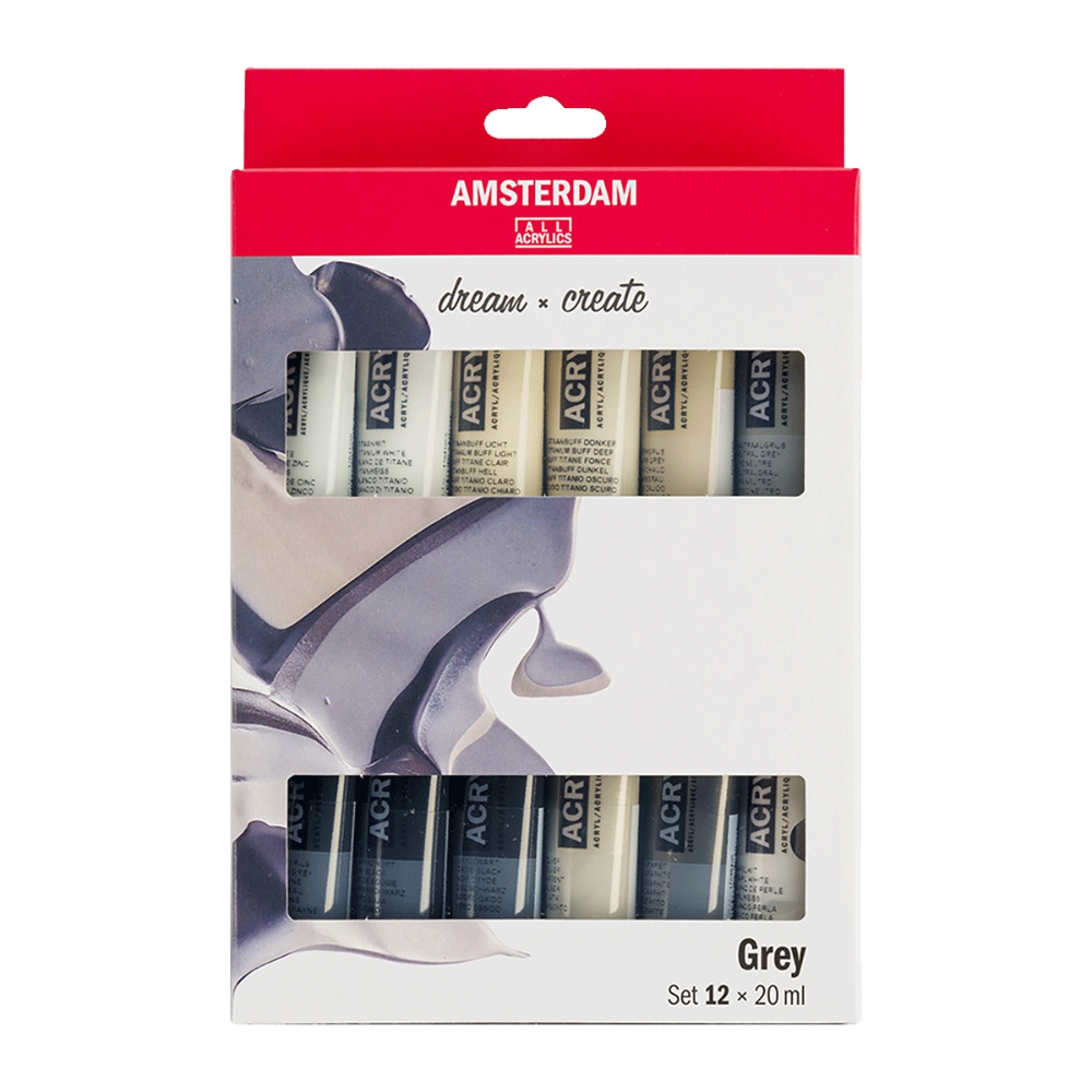 Amsterdam Acrylfarbe Standard, Grautöne Set 12 x 20 ml