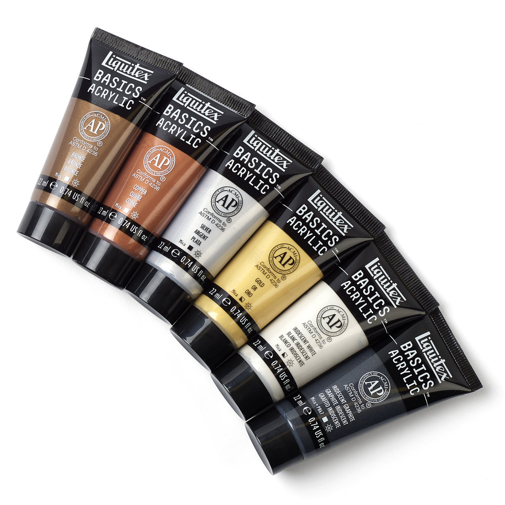 Liquitex Basics-Acrylfarben, metallic 6er Set