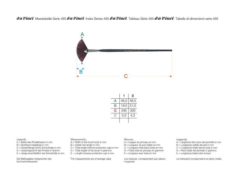 da Vinci TOP-ACRYL Fächerpinsel, Serie 485