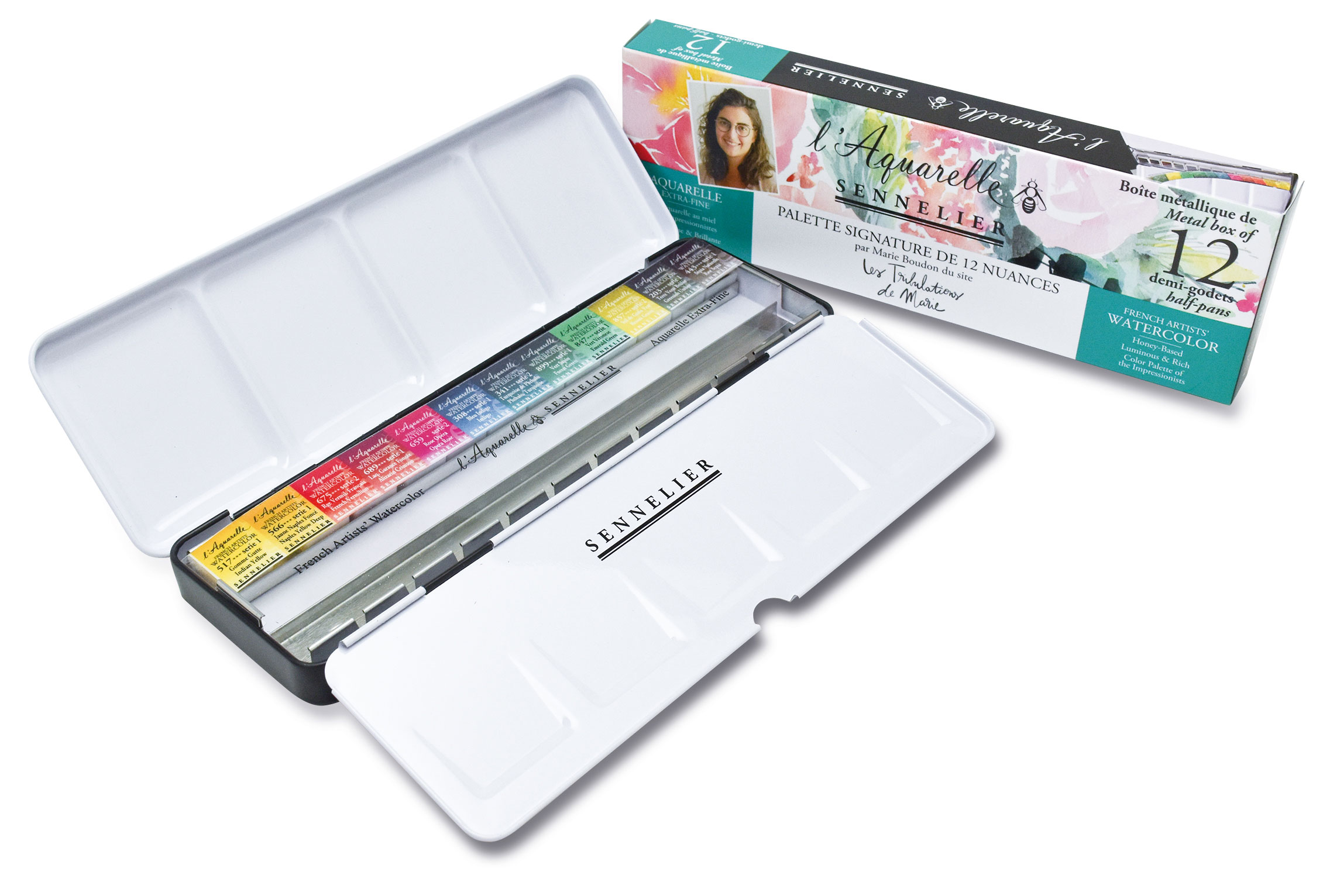 Sennelier Aquarellfarben Extra-Fein auf Honigbasis, 12 halbe Näpfchen