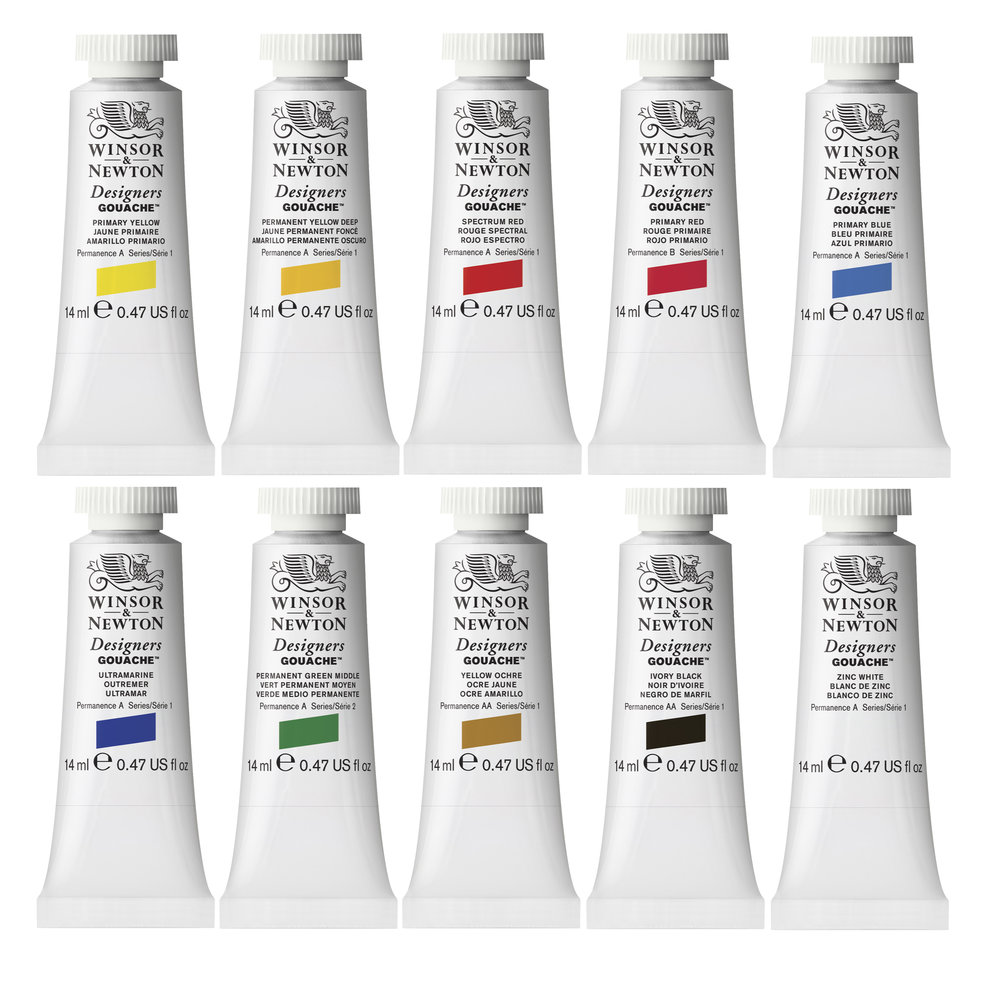 Winsor & Newton Designers Gouache Primärfarben 10 x14 ml