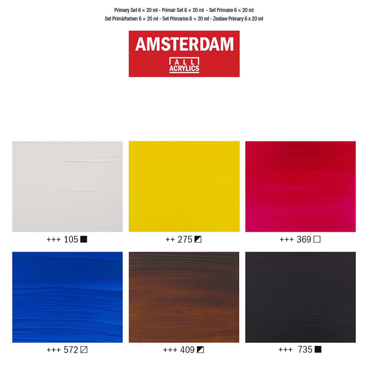 Amsterdam Acrylfarbe-Standard-Primärfarben-Set 6 x 20ml-Künstlerbedarf-yanik-shop.de