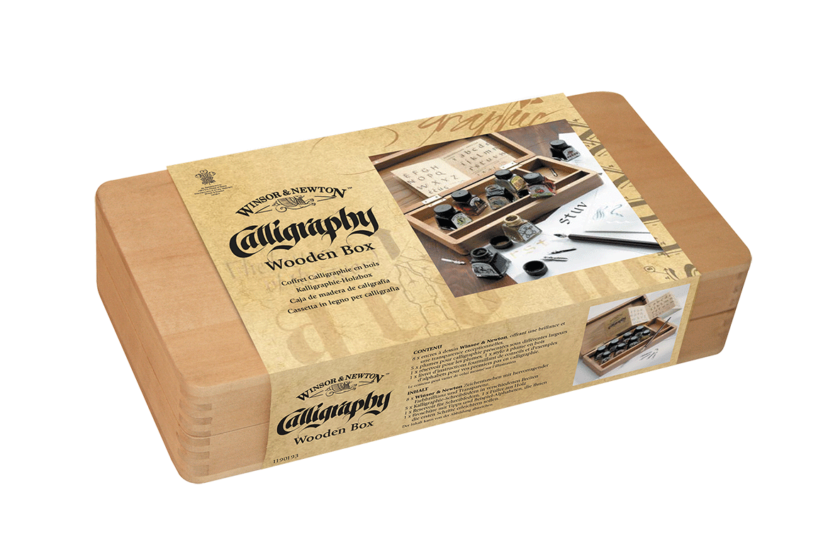Winsor & Newton Calligraphy Holzkasten Set, 14 ml Flaschen
