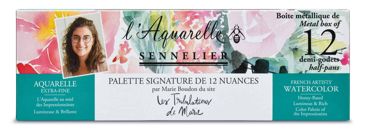 Sennelier-Aquarellfarben-MarieBoudon-Extrafein-12-halbe-Näpfchen-Künstlerbedarf-yanik-shop.de